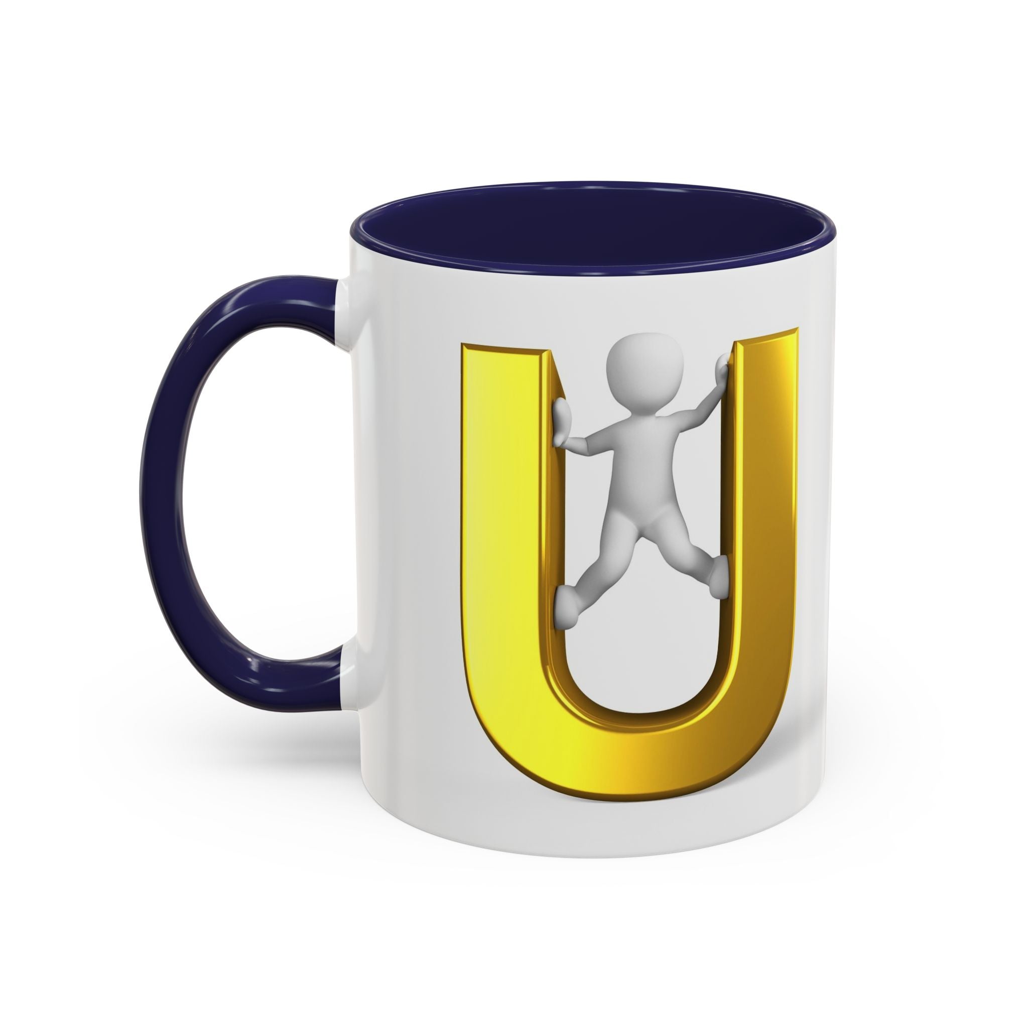 Mug en 3D avec lettre U dorée | Tasse à café 325 ml ou 440 ml