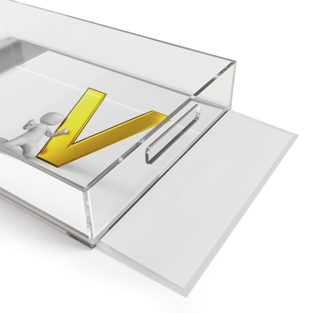 Gold Letter V Acrylic Serving Tray | Monogram Initial Tray