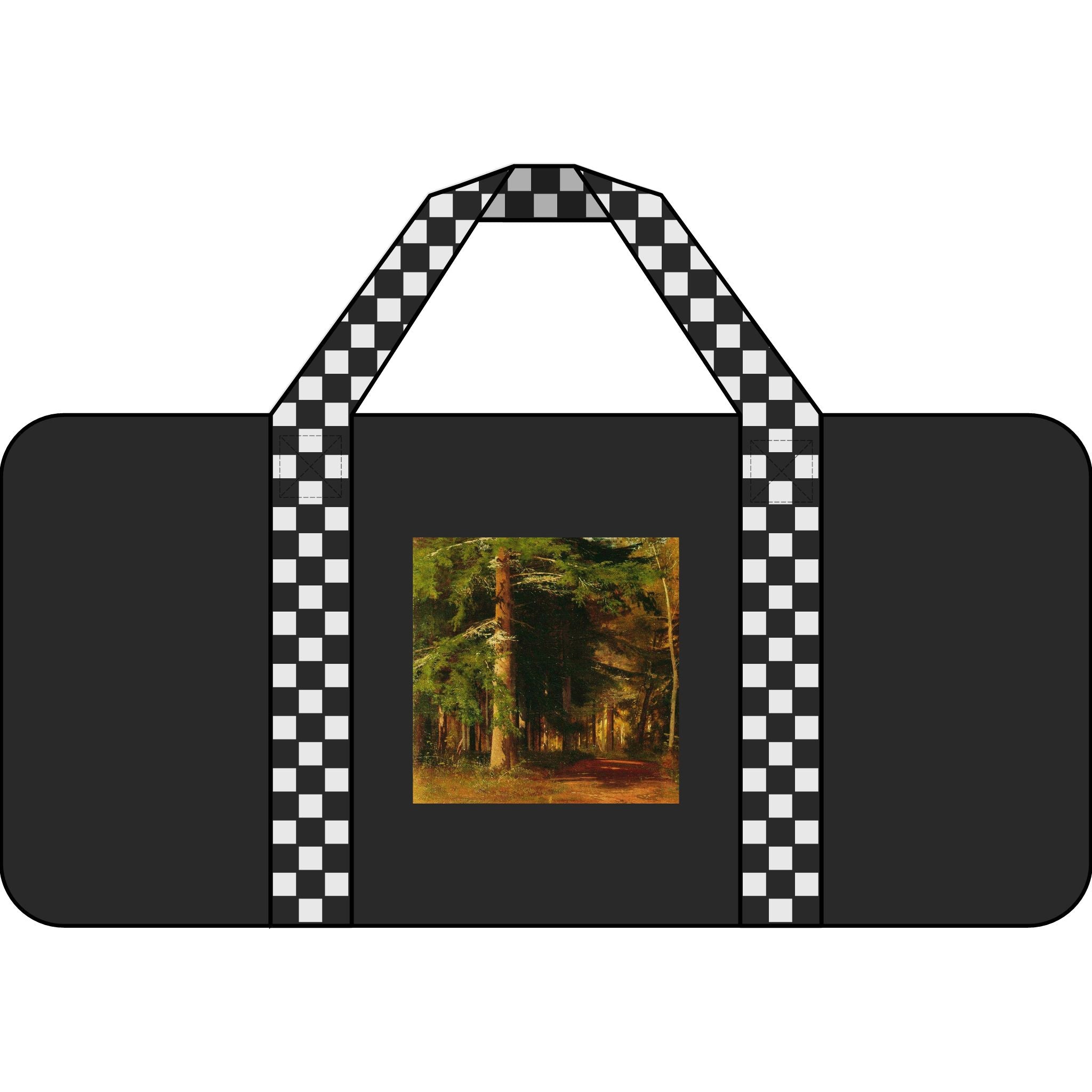 Sac polochon Forêt Enchantée | scène de nature, sangles à carreaux ou camouflage