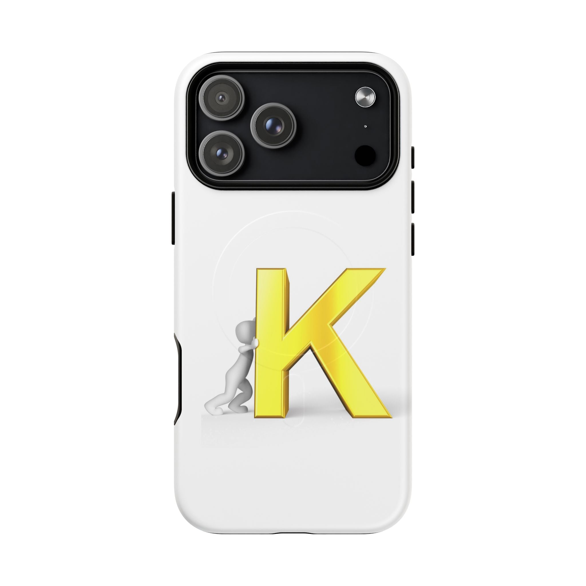 Yellow K Letter Phone Case | Tough Magnetic Case, Monogram Initial K