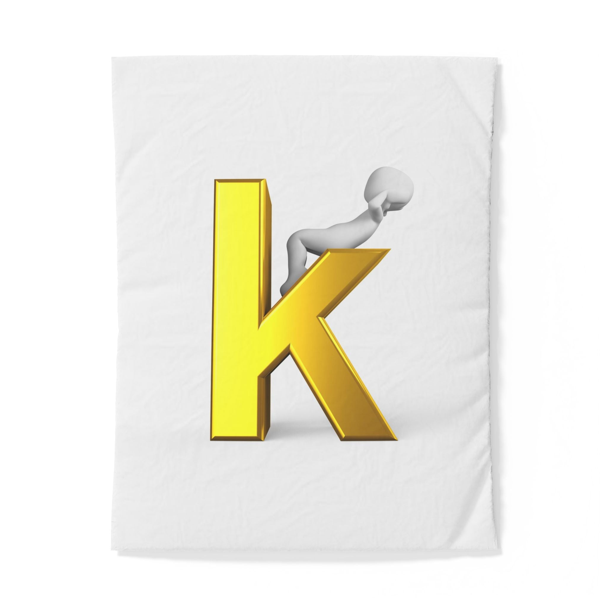Housse de couette or Lettre K 3D | Housse de couette monogramme en coton