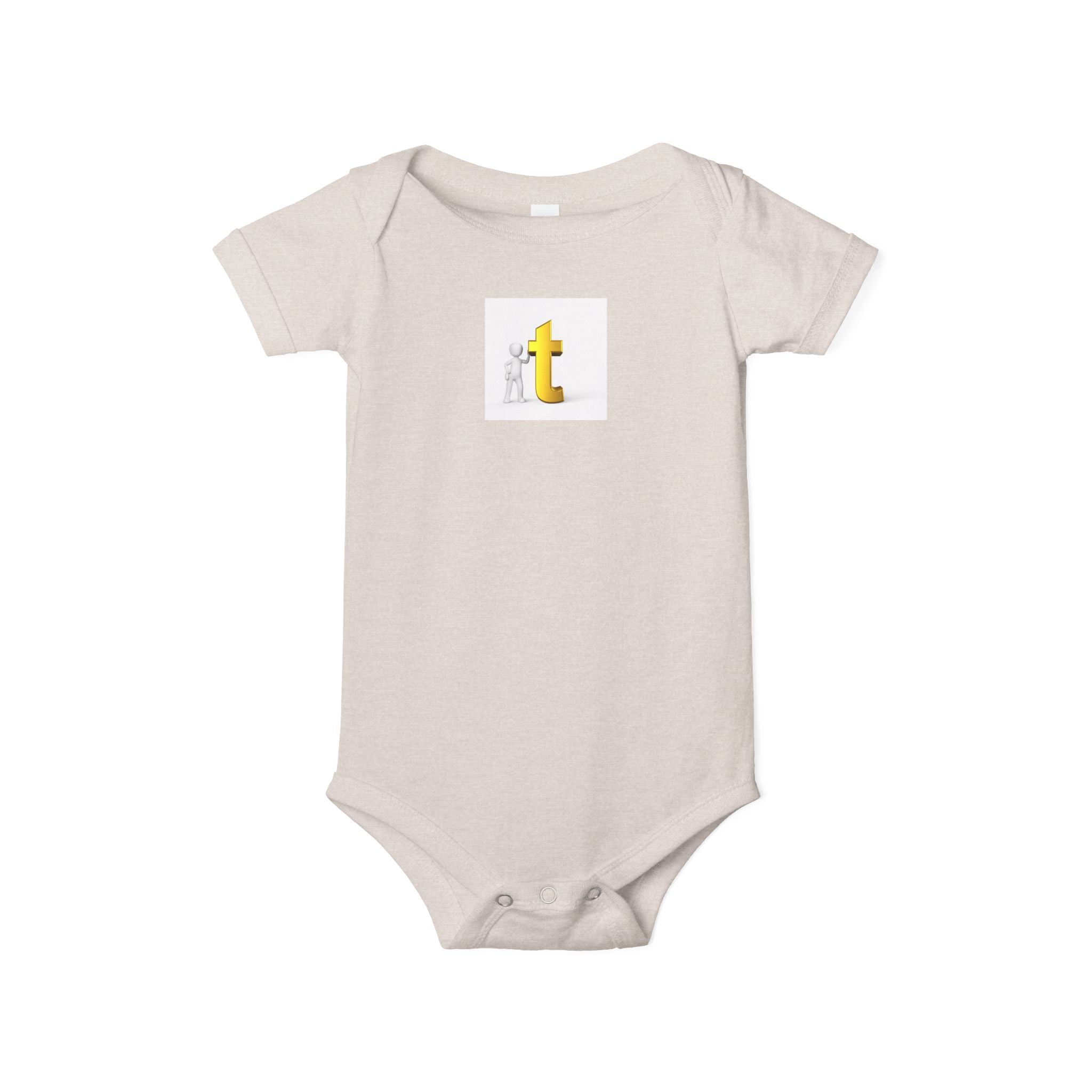 Grenouillère bébé lettre T jaune | Body bébé en jersey, motif initial minimaliste