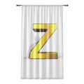 Gold Letter Z Window Curtain | Monogram Initial Sheer Curtain