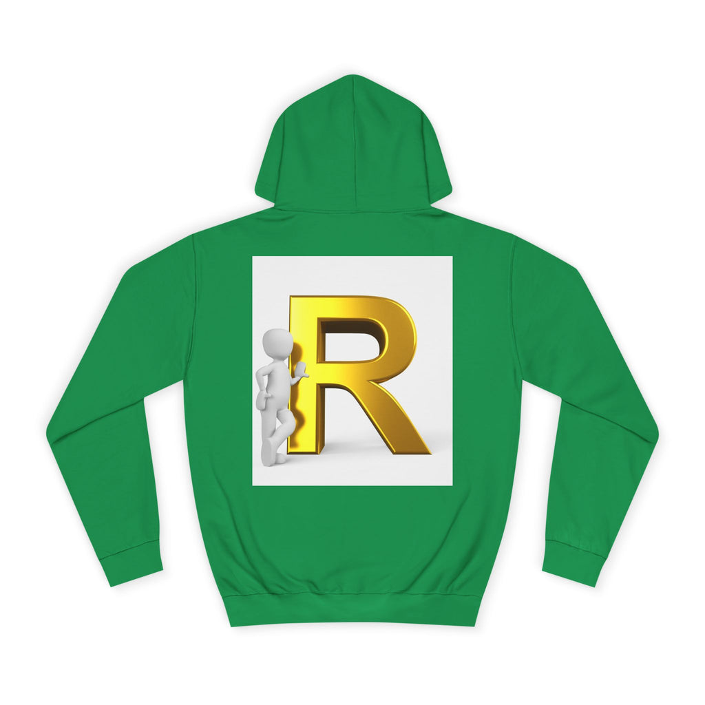 Gold Letter R Hoodie | 3D Character Leaning on R