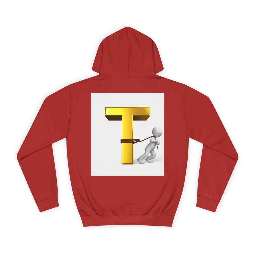 Letter T Mascot Pulling Block T Hoodie | Monogram Initial T Sweatshirt