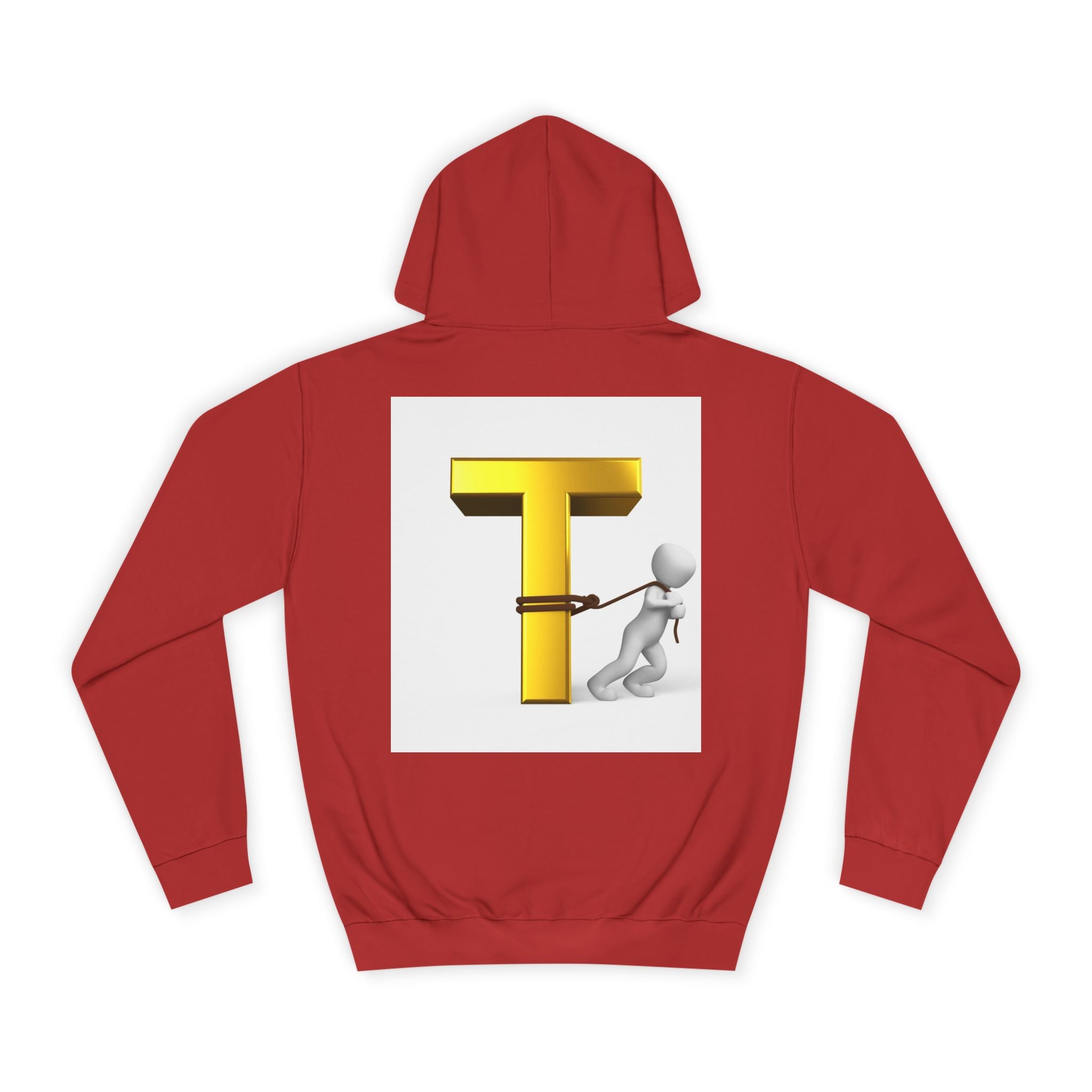 Letter T Mascot Pulling Block T Hoodie | Monogram Initial T Sweatshirt