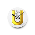 3D Gold Letter U with Figure Acrylic Wall Clock | Monogram Initial Home Décor