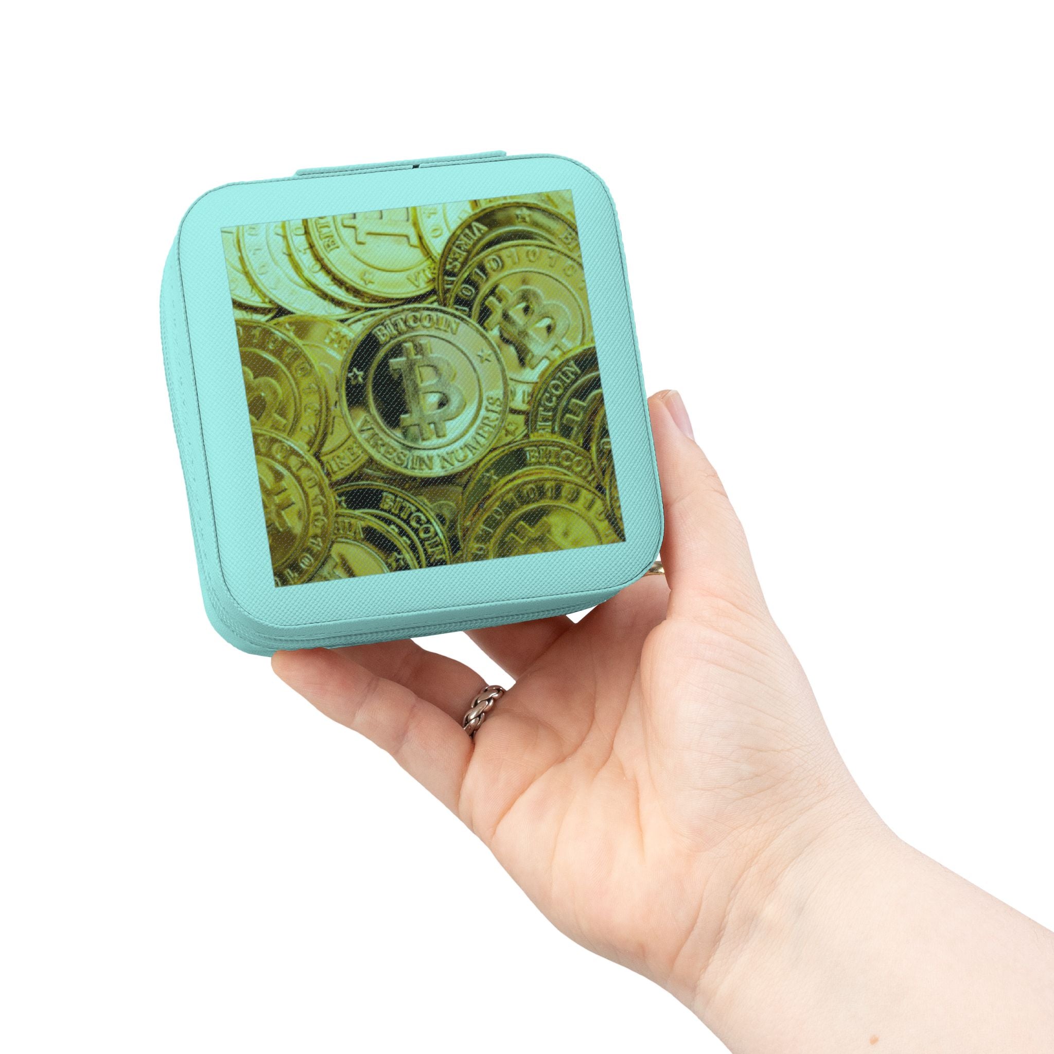 Étui de voyage pour bijoux motif Bitcoin | Organisateur portable compact