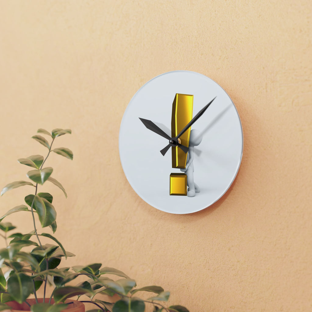 Gold Exclamation Mark Acrylic Wall Clock | Modern Accent, Minimalist Decor