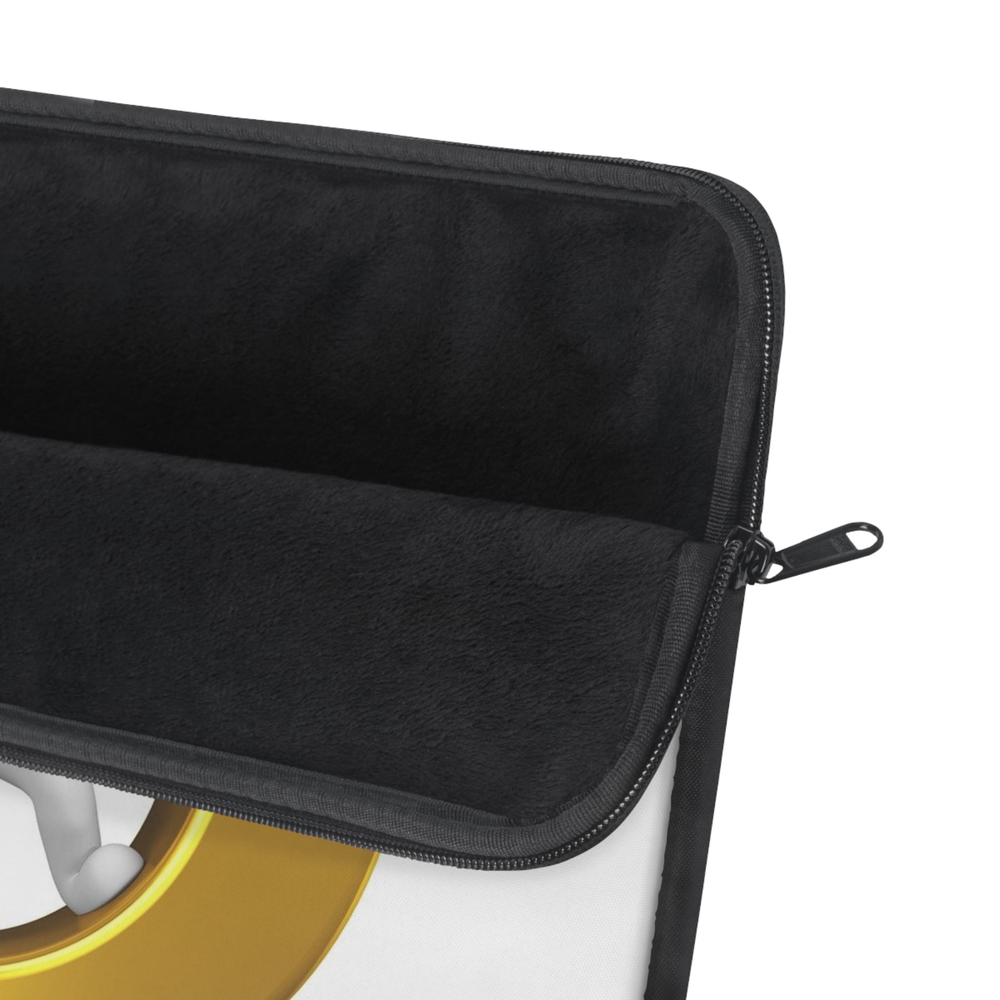 3D Figure Inside Gold Letter O Laptop Sleeve | Minimal Geometric Tech Case