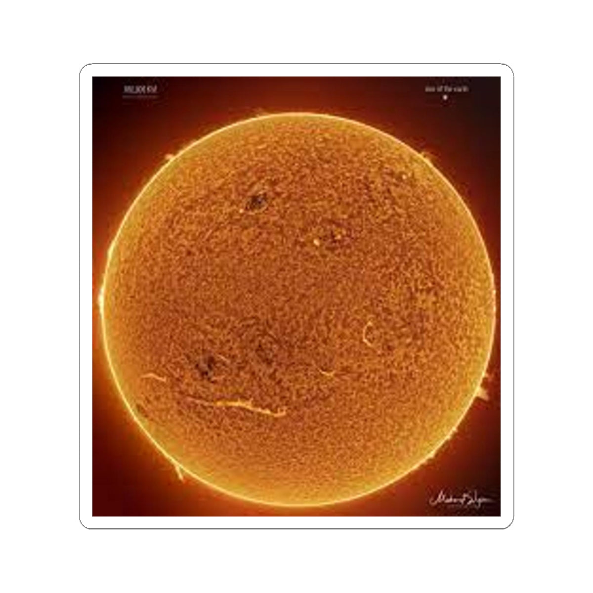 Autocollant illustration du soleil en surface solaire | Autocollant à découpe mi-chair