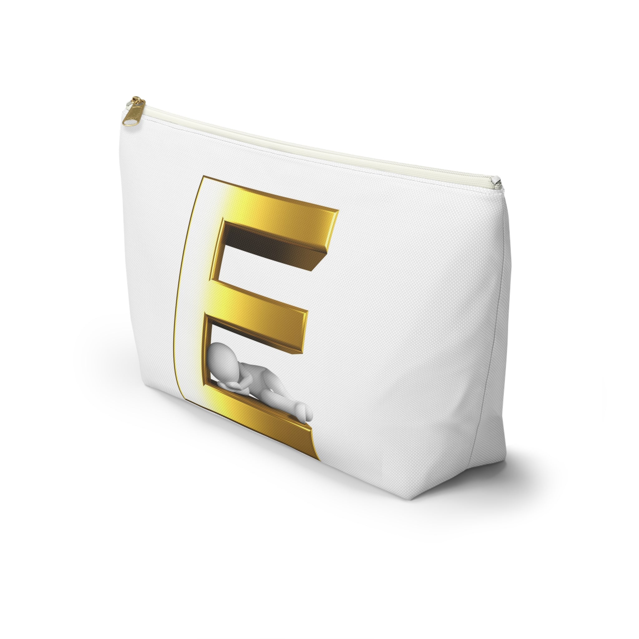Golden Letter E with Sleeping Baby Accessory Pouch