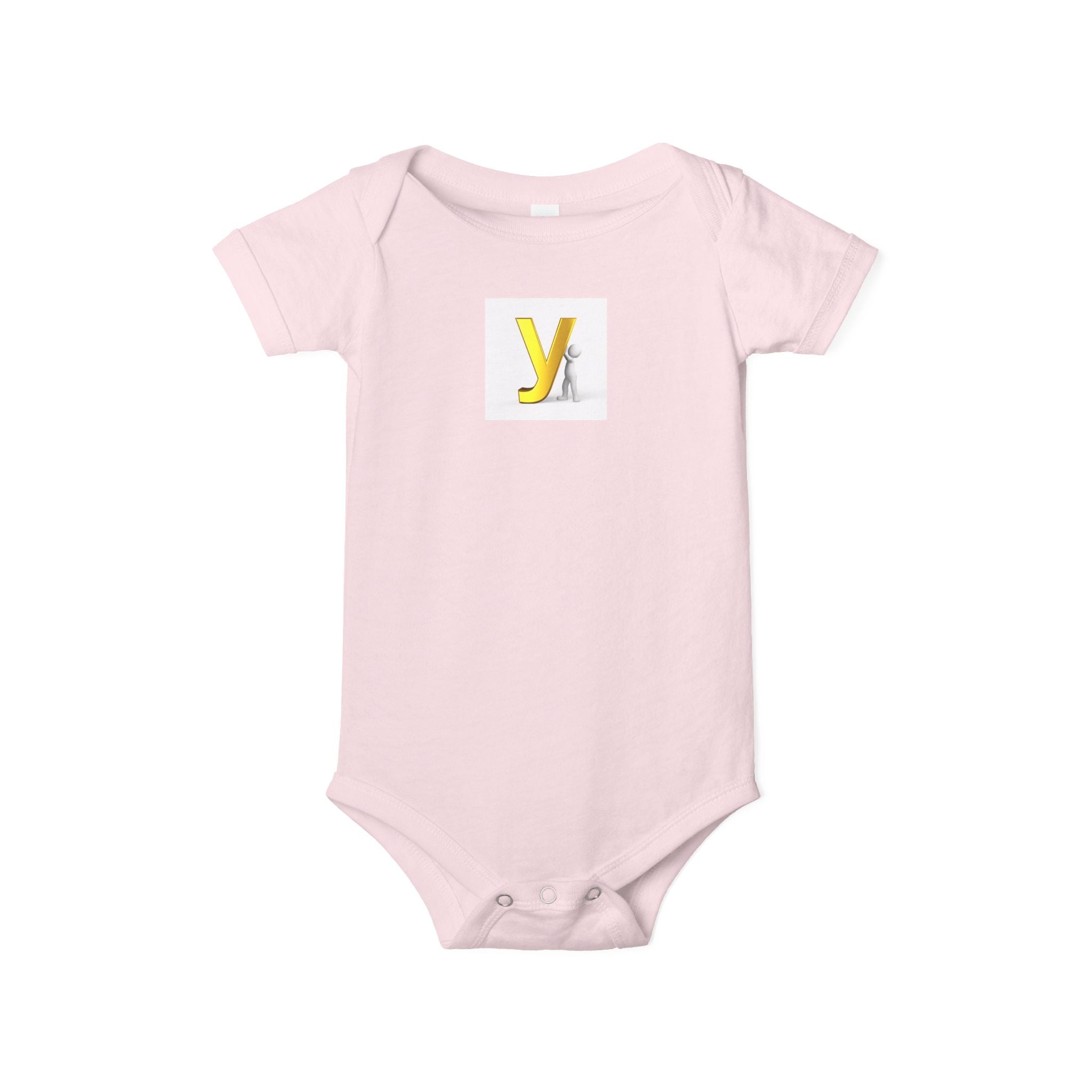 Cache-couche à initiales lettre Y jaune | Grenouillère en jersey pour bébé