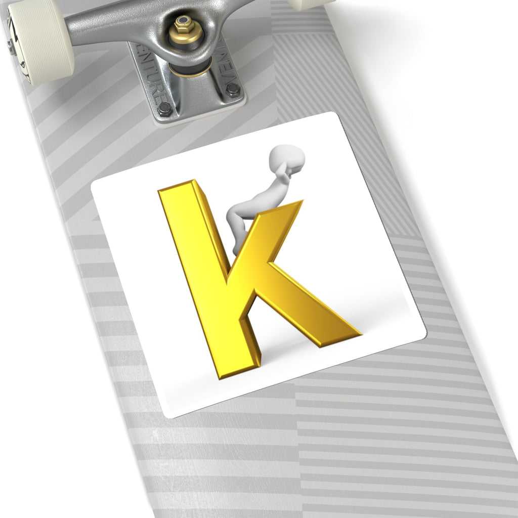 Gold Letter K with 3D Figure Sticker | Kiss-Cut Sticker