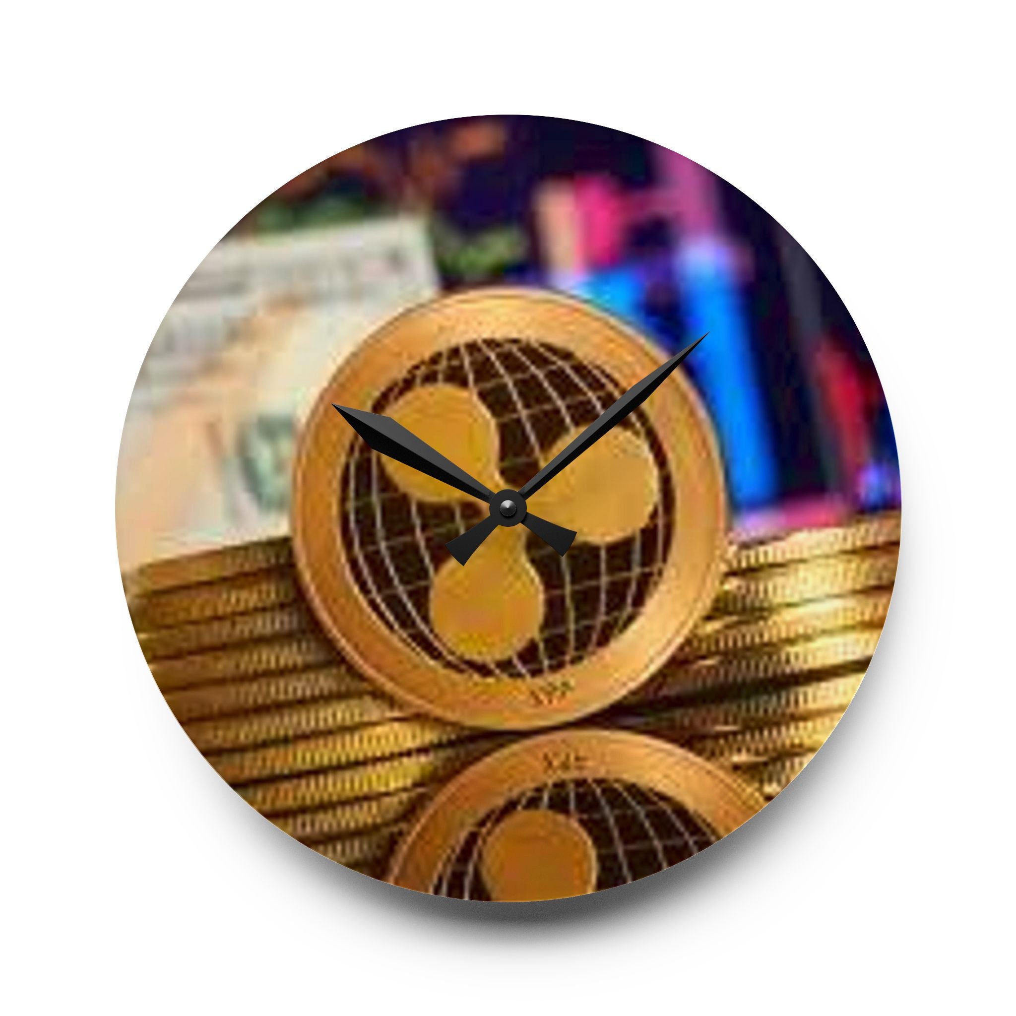 Ripple Cryptocurrency Coin Acrylic Wall Clock | Ripple XRP crypto decor