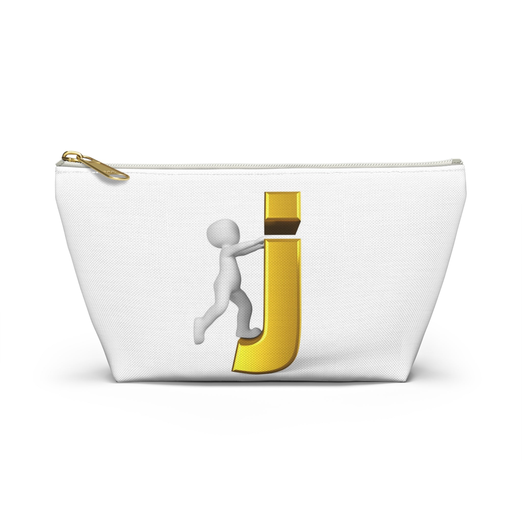 Stick Figure Pushing Gold Letter J Accessory Pouch