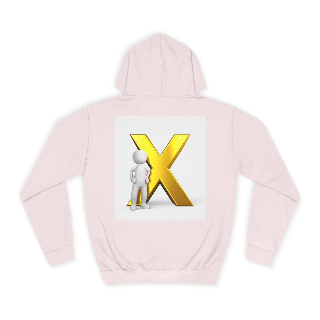 Golden Letter X Graphic Hoodie | 3D Stick Figure Initial X Sweatshirt