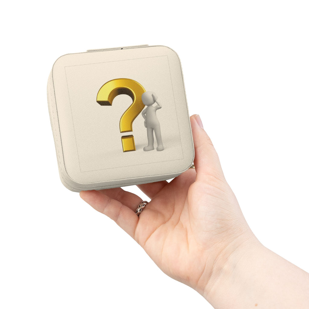 Minimal Question Mark Illustration Jewelry Travel Case | Compact Portable Organizer