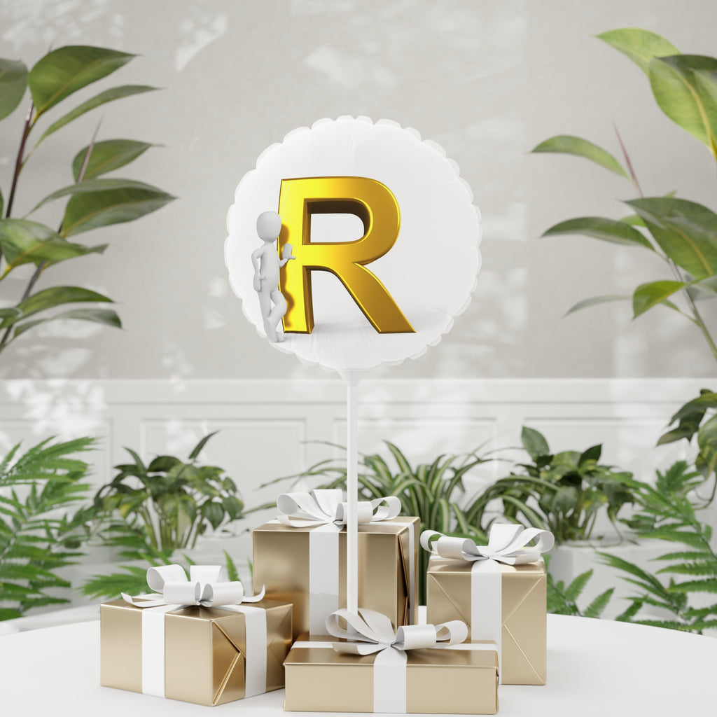 Gold Letter R Balloon 11" Round Foil | Initial Monogram Balloon