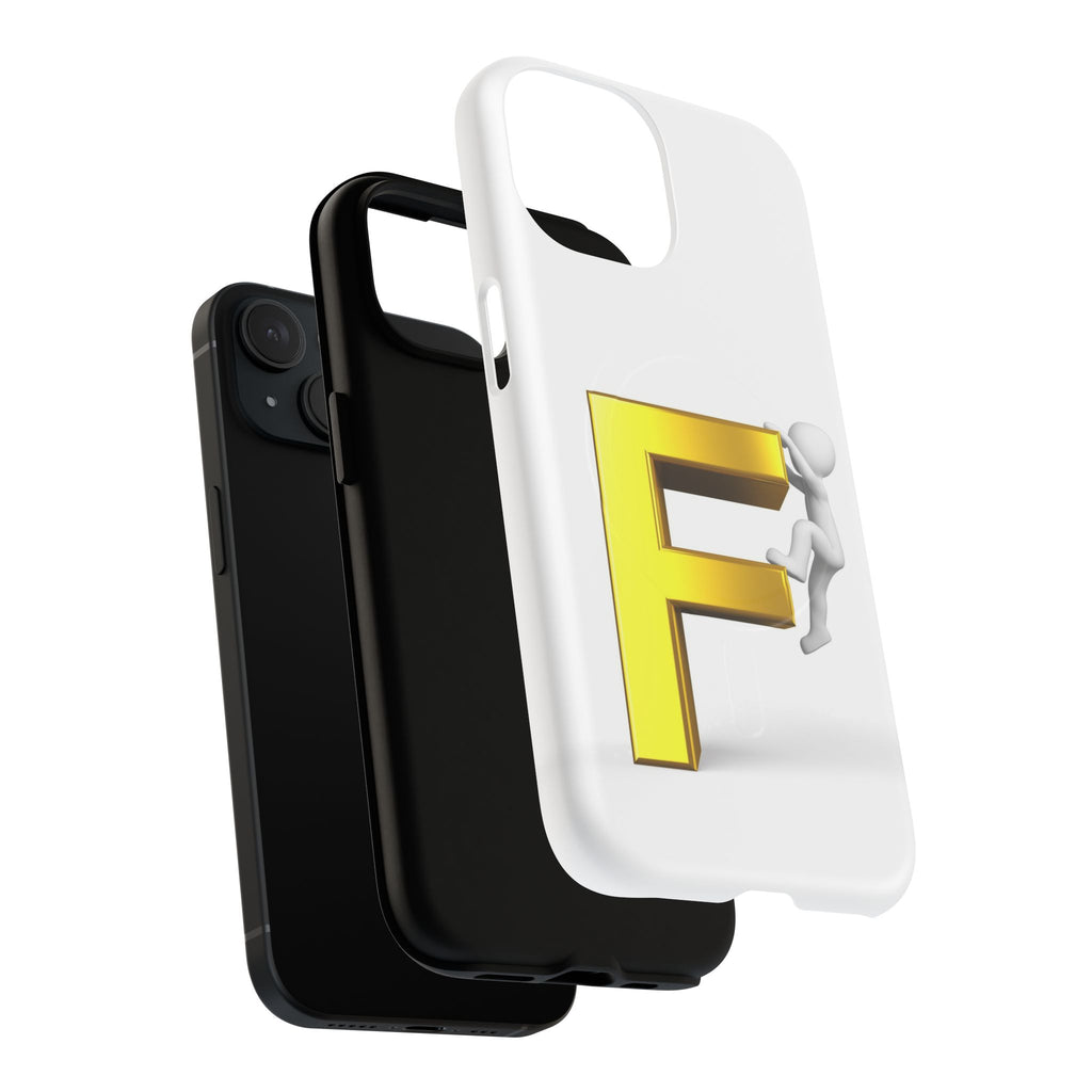 3D Gold Letter F Climber Phone Case | Magnetic Tough Case