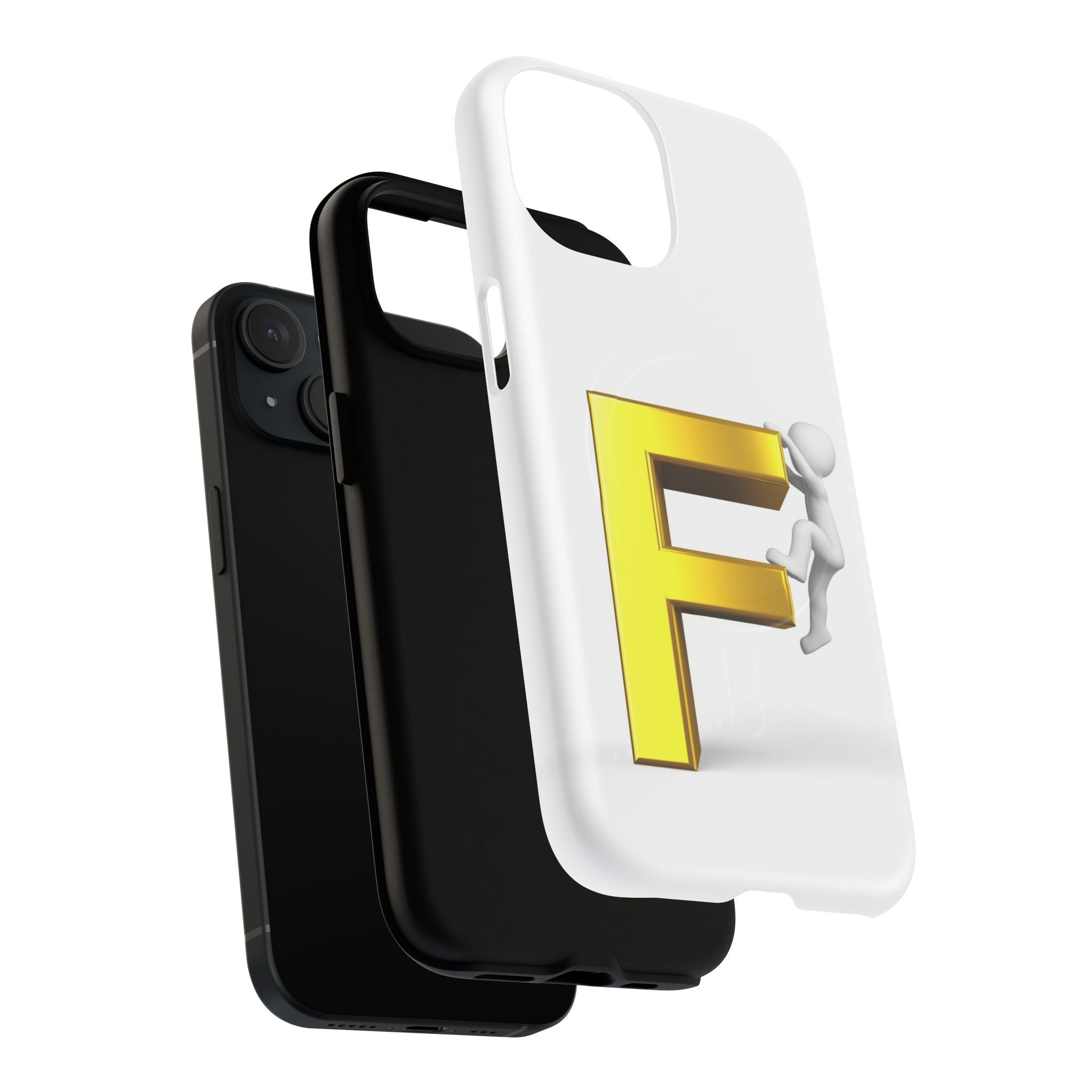 3D Gold Letter F Climber Phone Case | Magnetic Tough Case
