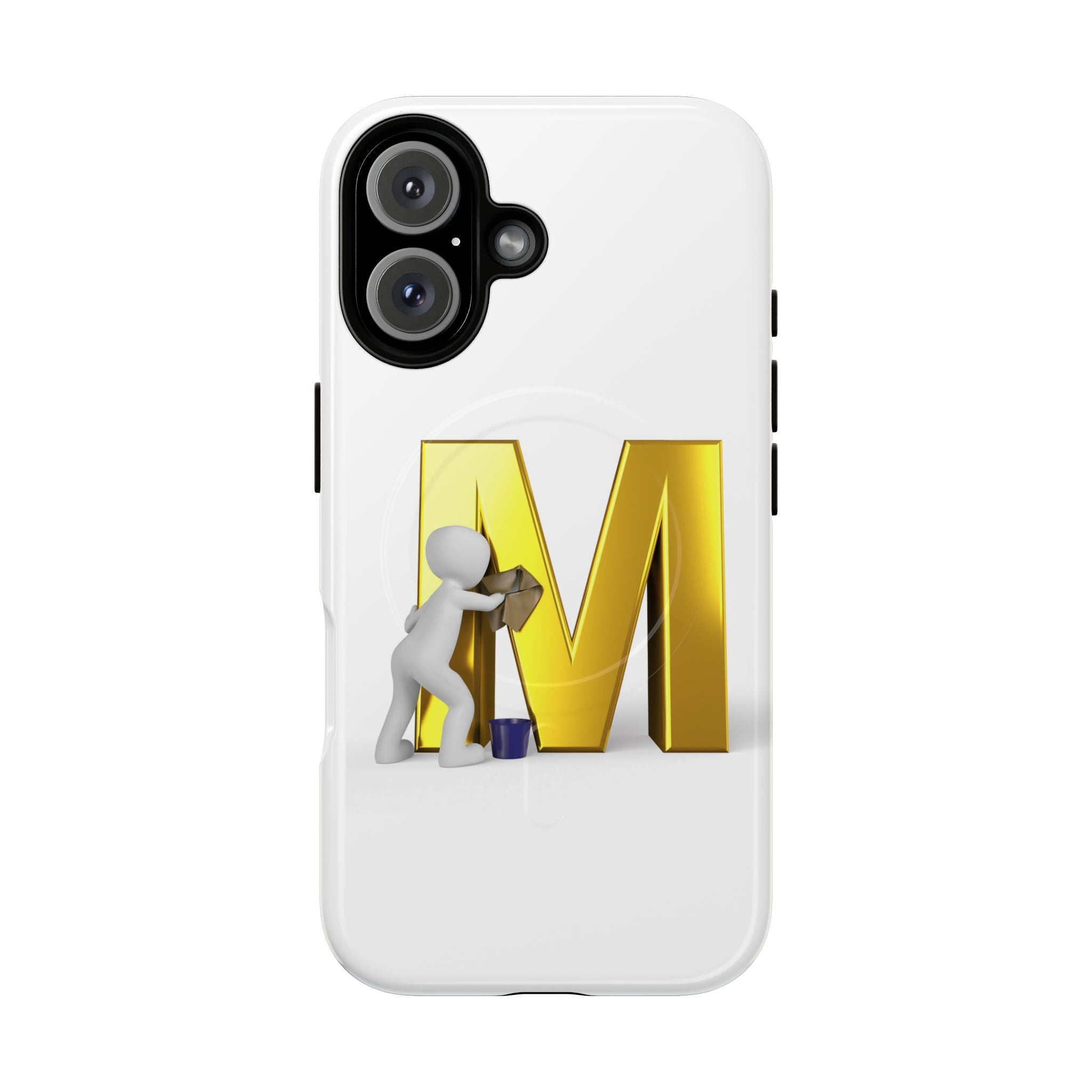 Coque de téléphone aimantée et robuste avec lettre M dorée | Coque magnétique résistante