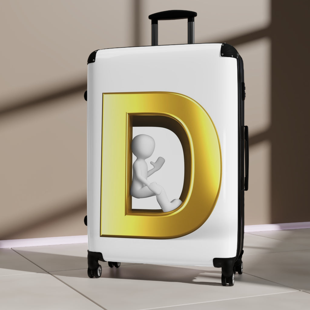 Gold Letter D Monogram Suitcase | Personalized Initial Luggage Cover