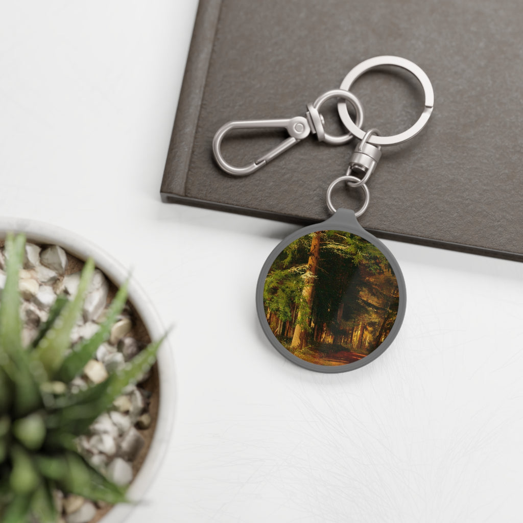Forest Path Keyring Tag | Woodland Trees Round Keychain