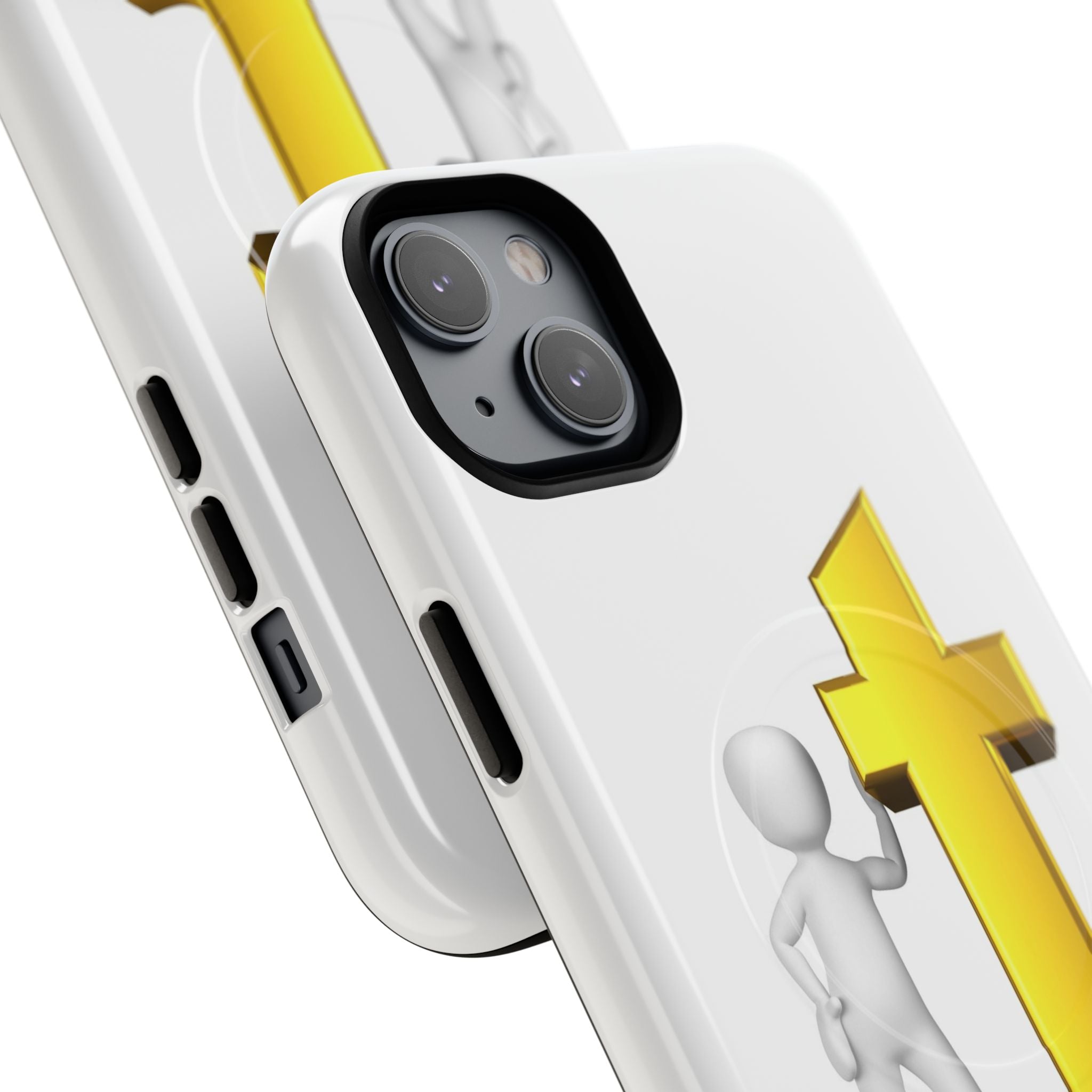3D Person Leaning on Gold Letter T phone case | Tough Magnetic Case