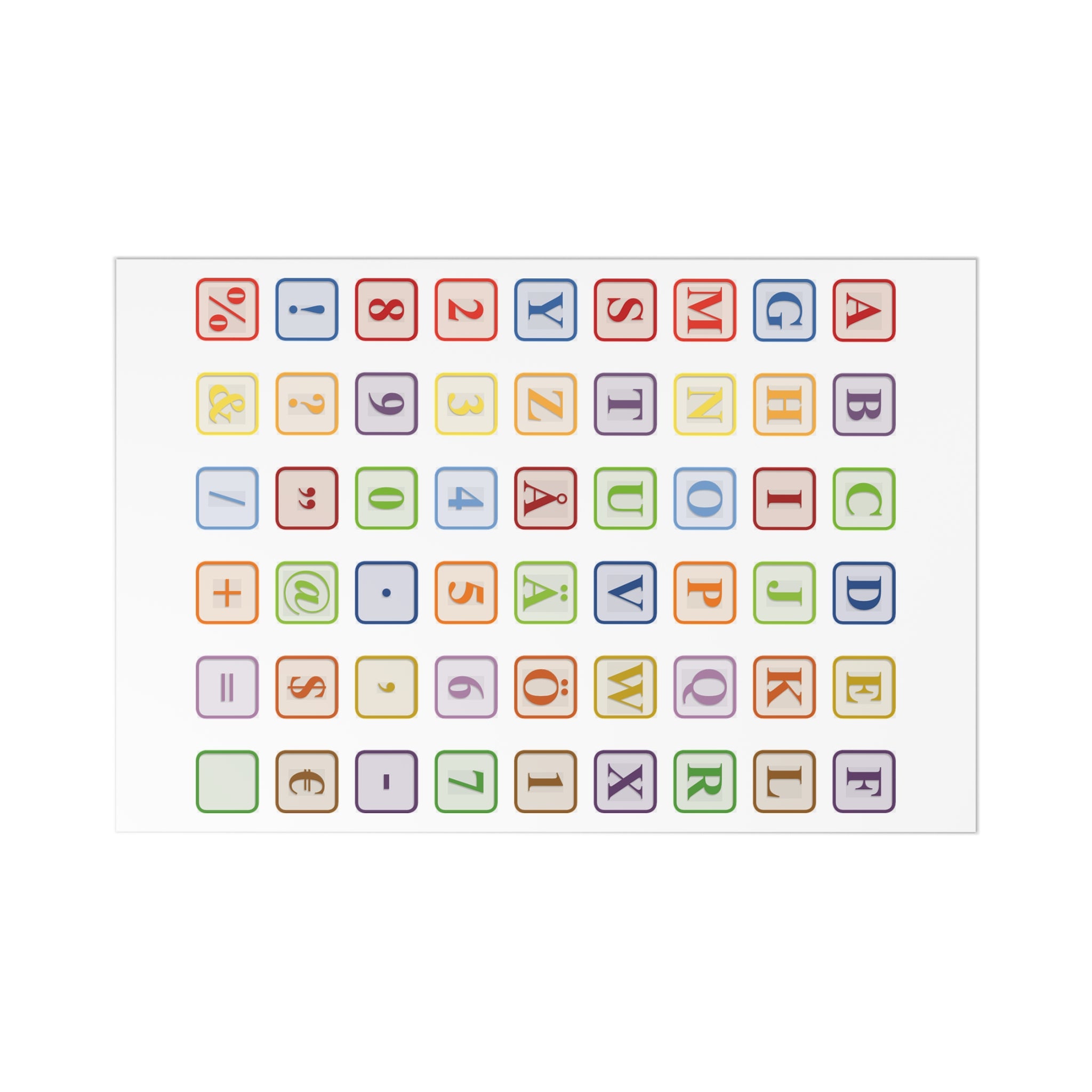 Alphabet and Symbols Postcards | Colorful Letter and Number Cards Set