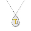Initial T Oval Necklace — Personalized Monogram Pendant Jewelry