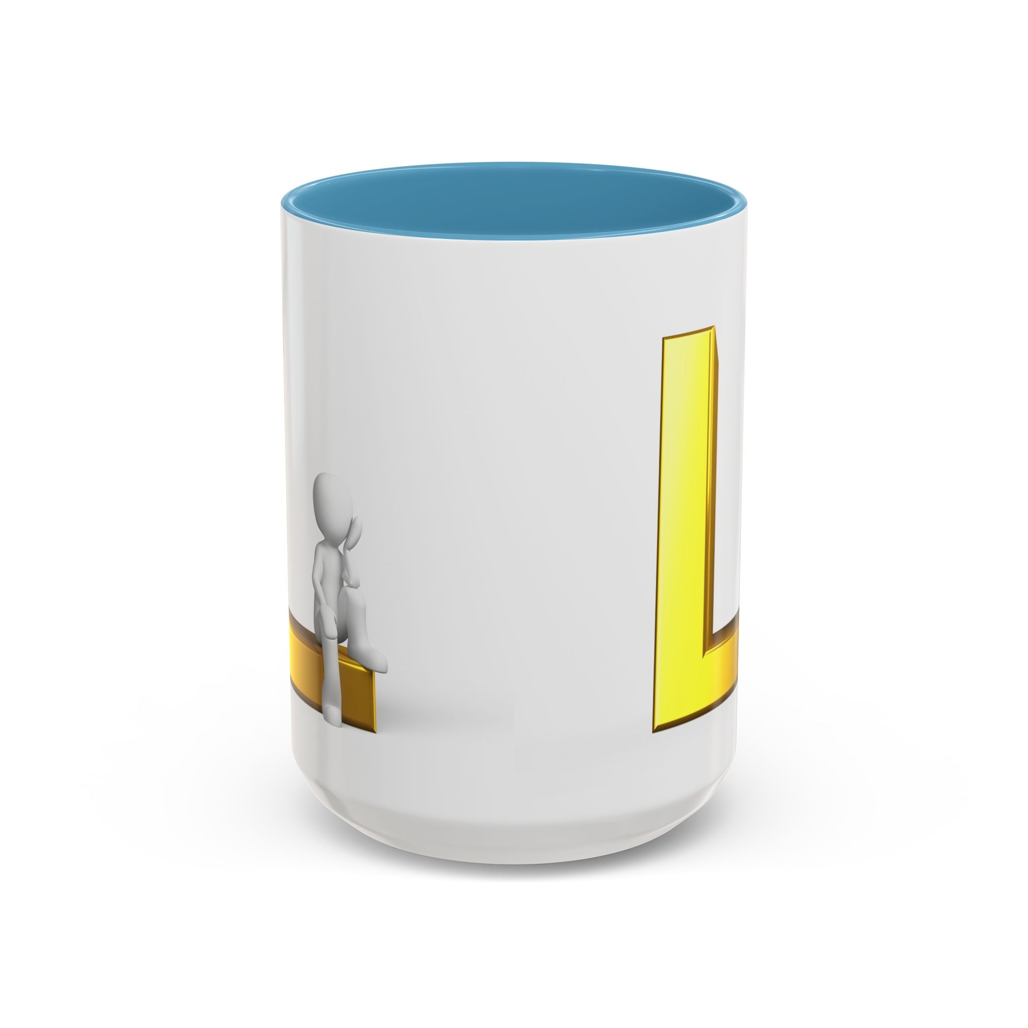 Mug 3D Personne assise sur la lettre L en Or | Mug à anse colorée 325ml 444ml