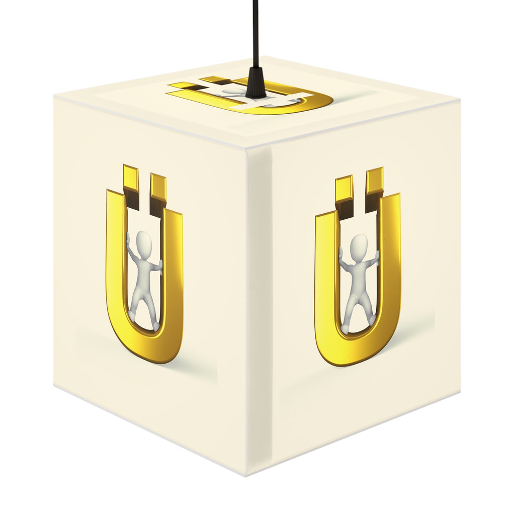 Gold Letter Ü with Figure Light Cube Lamp | Kids Room Nightlight