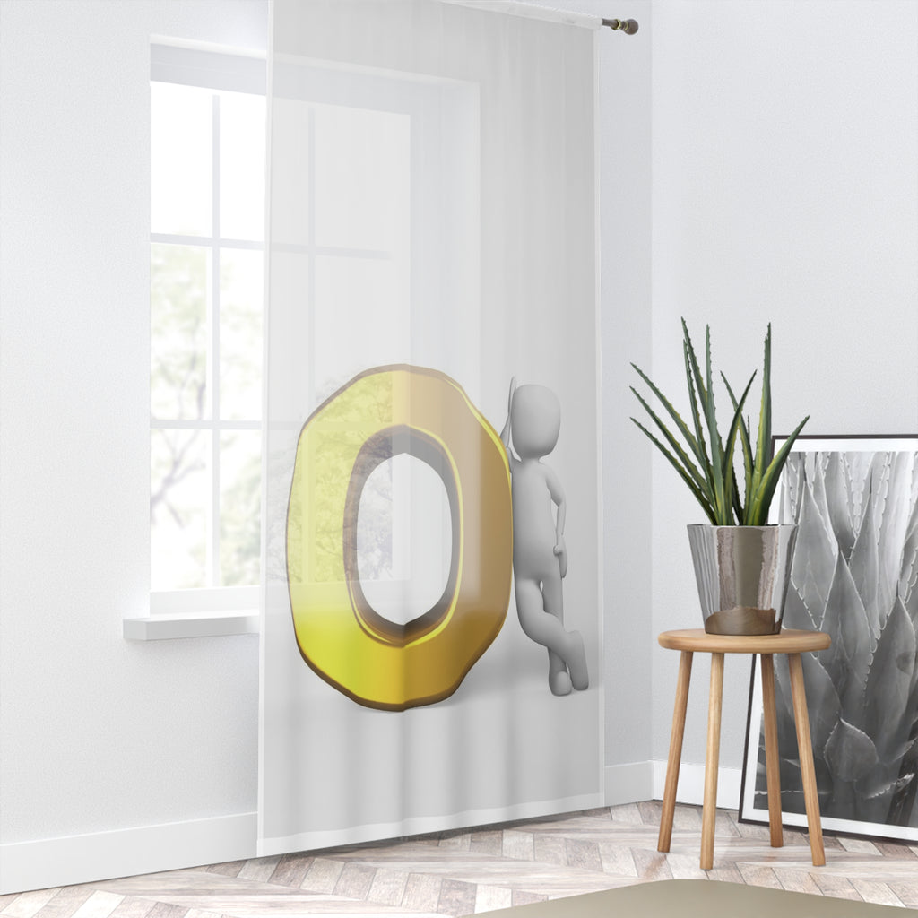Golden O Letter Curtain | Alphabet Window Curtain