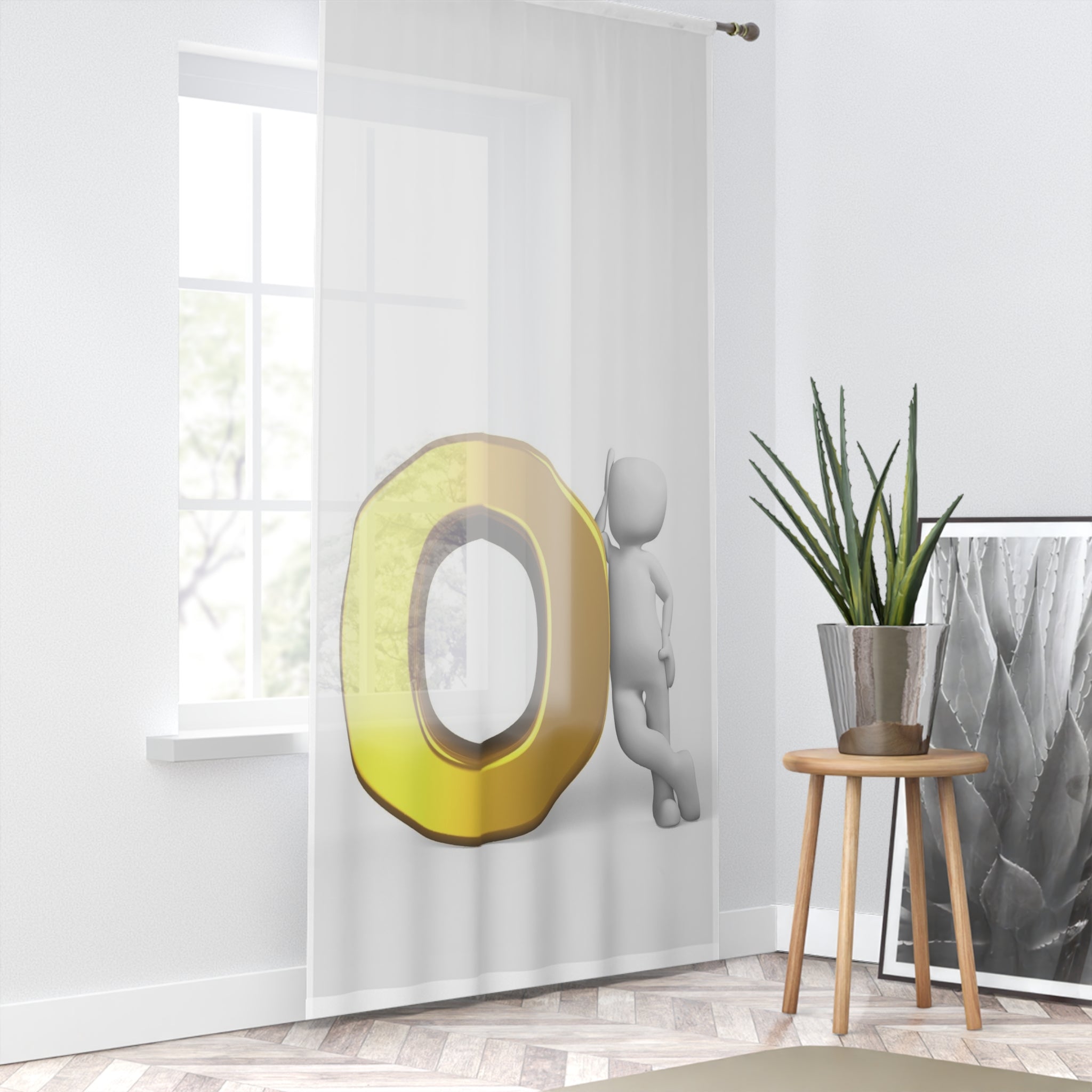 Golden O Letter Curtain | Alphabet Window Curtain
