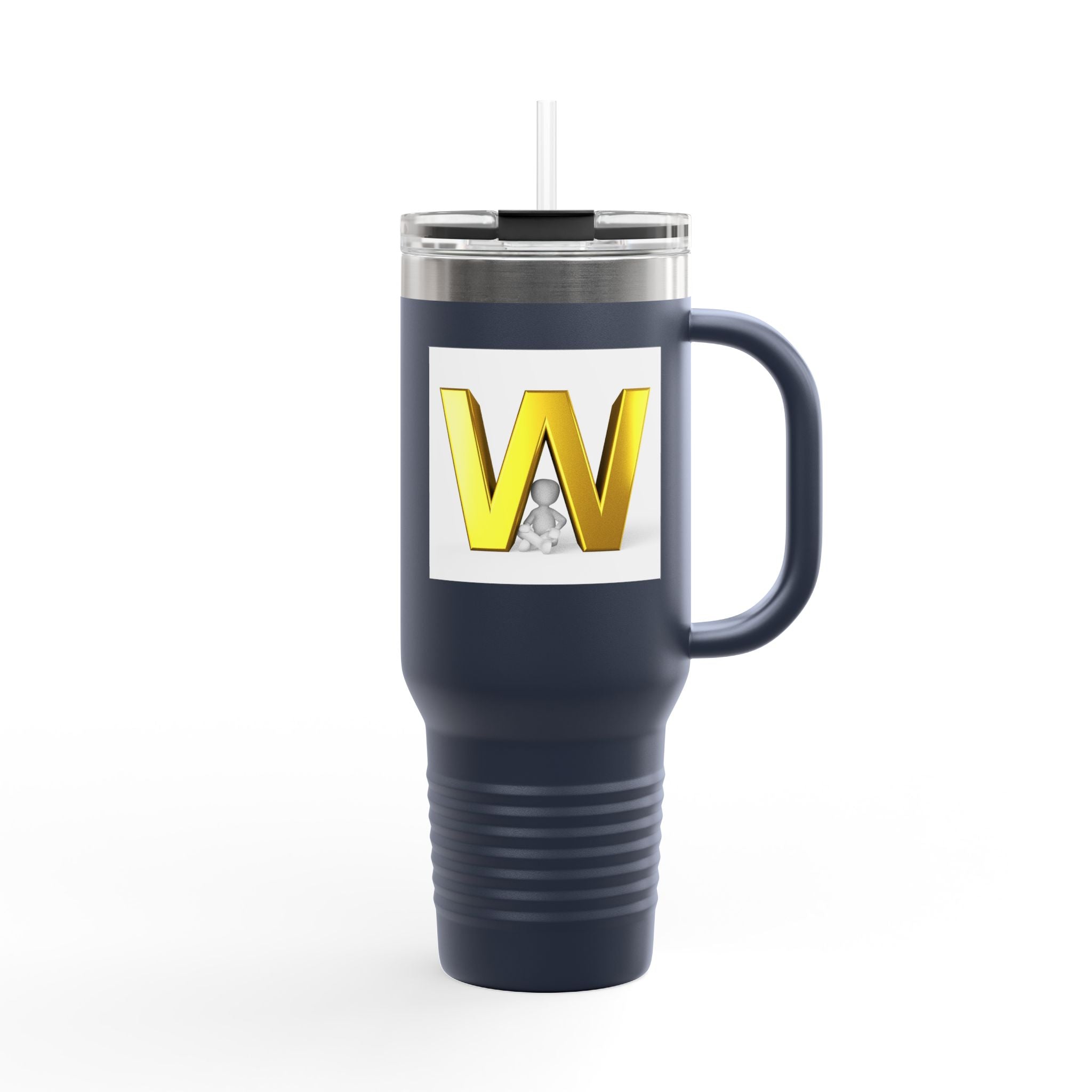 Gold 3D Letter W insulated travel mug 40oz | Monogram Initial Tumbler