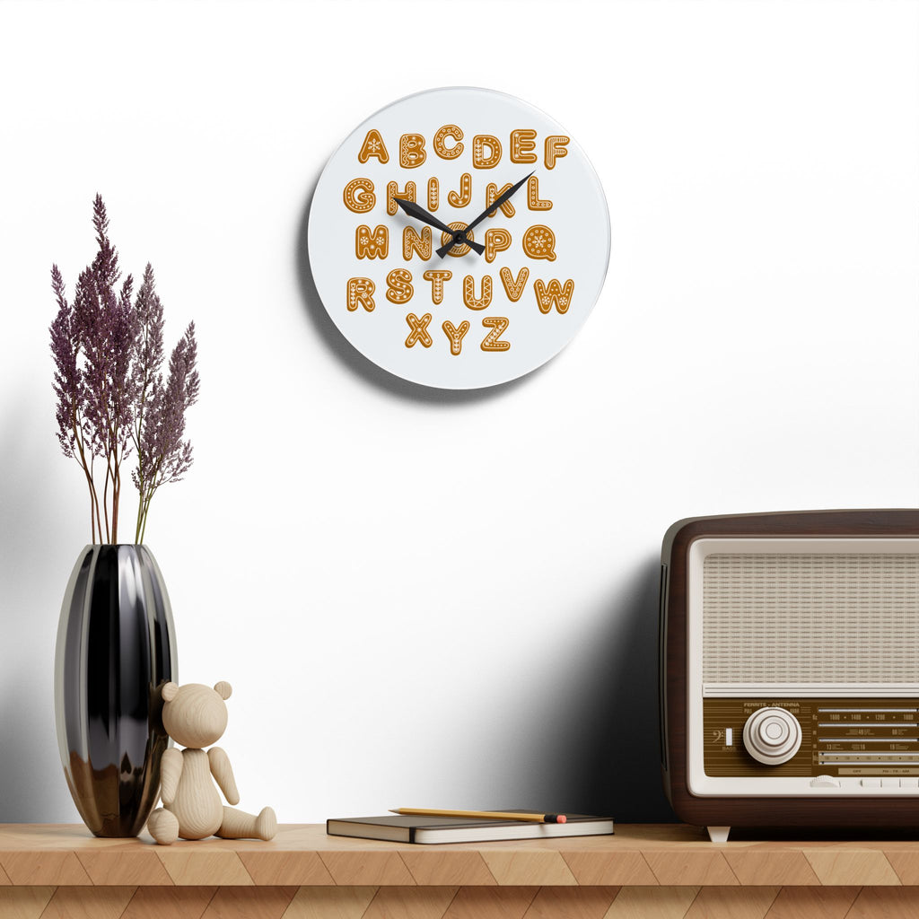 Gingerbread Cookie Alphabet Acrylic Wall Clock | Kids Decor, Kitchen Clock