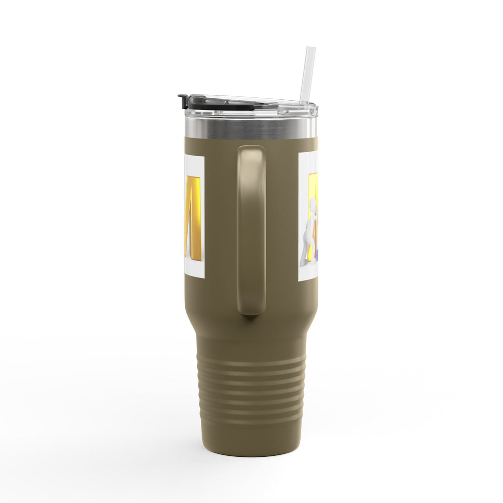 3D Gold Letter M with Figure Travel Mug | 40oz Insulated Tumbler