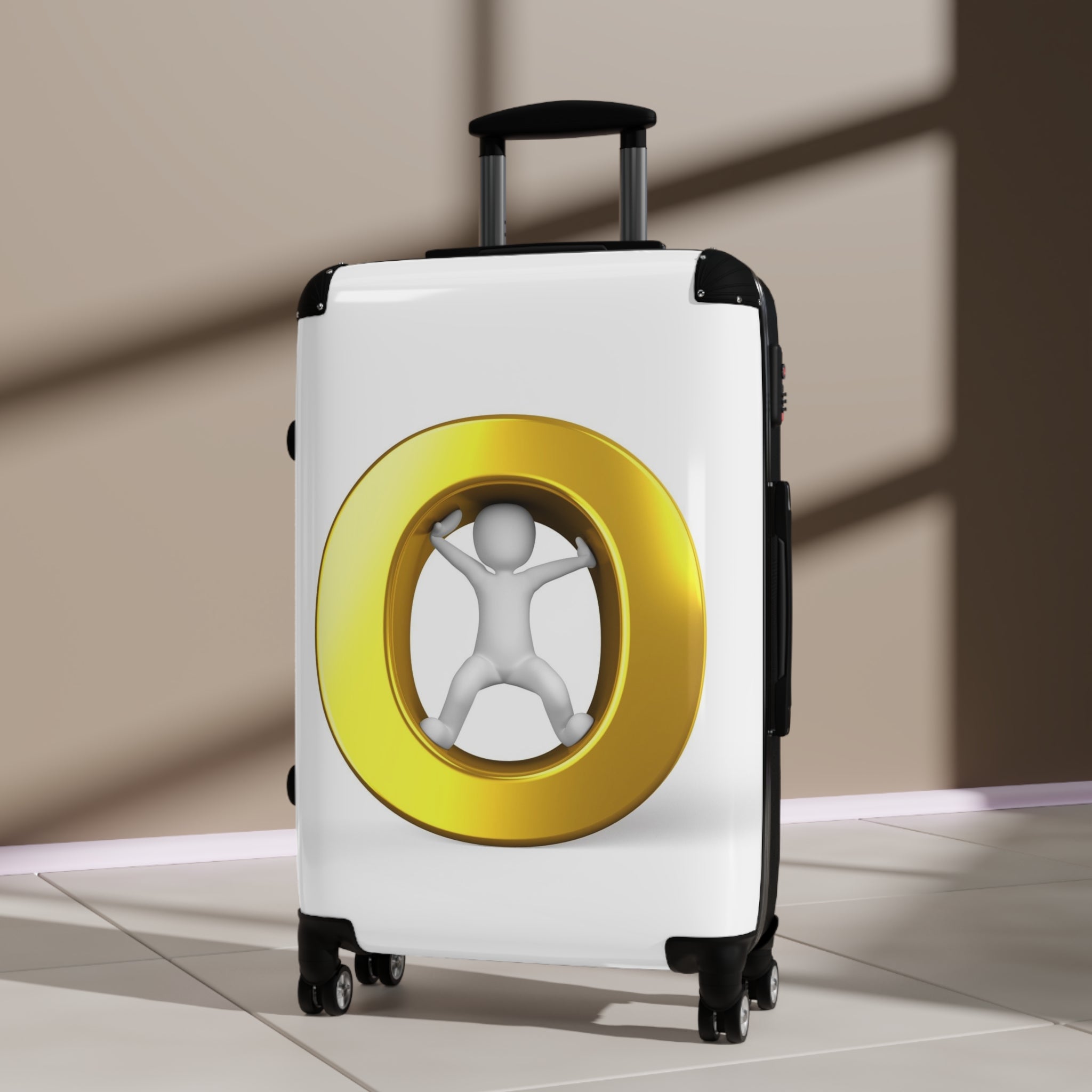 Gold Letter O Figure Suitcase | Luggage with 3D Initial
