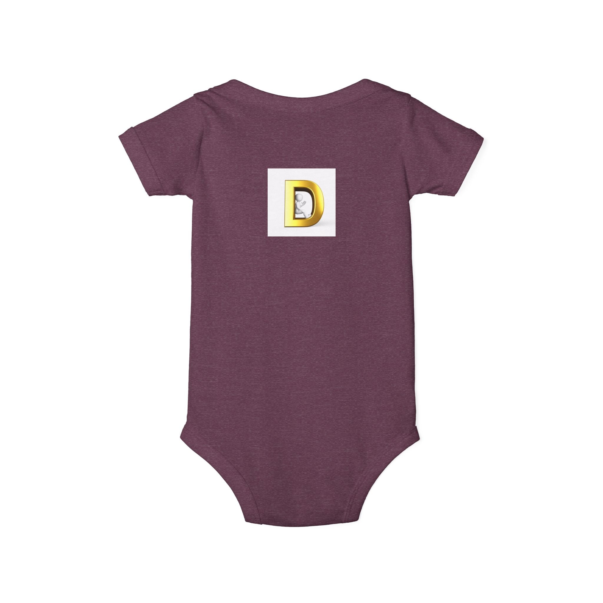 Gold Letter D Infant Onesie | Baby Monogram Initial Bodysuit