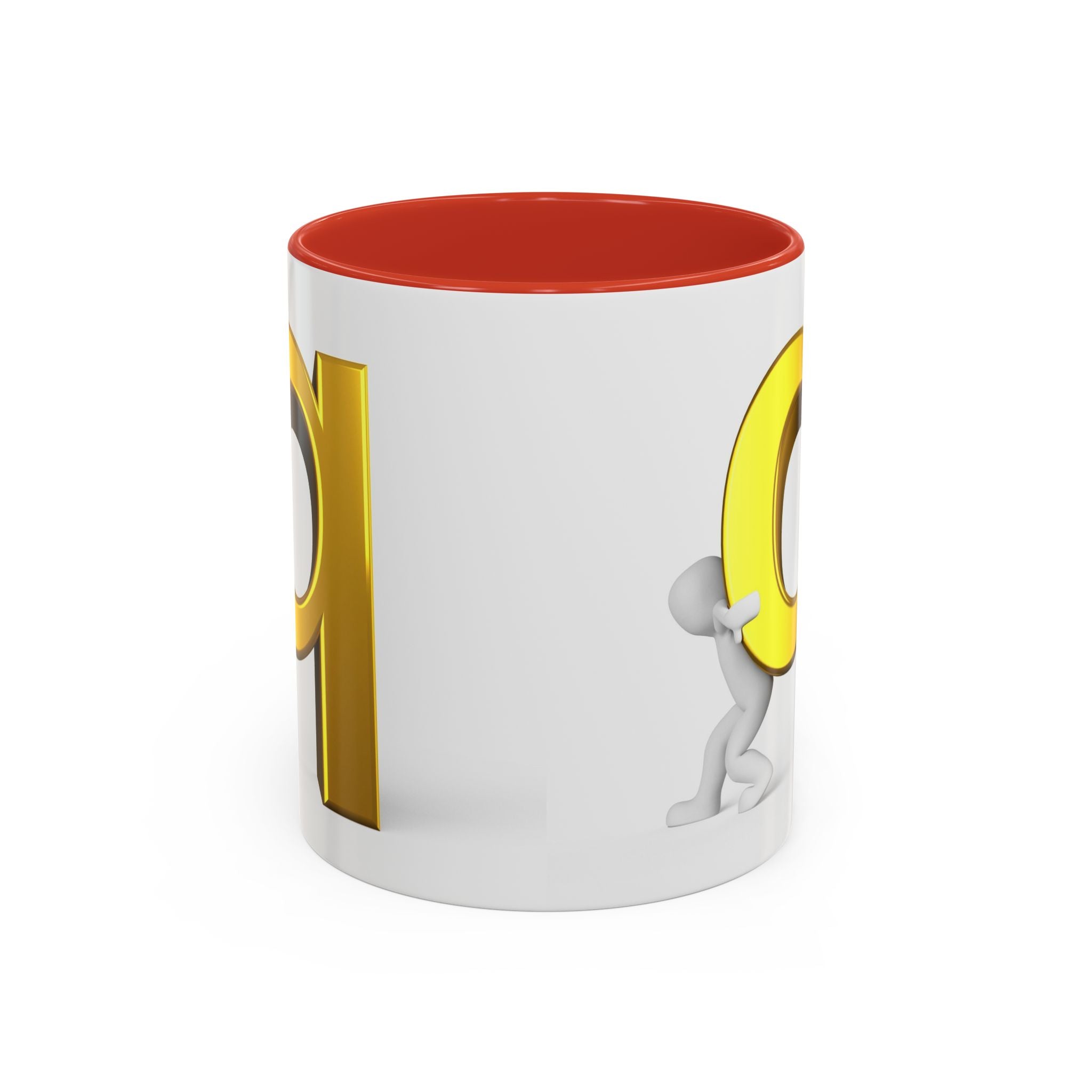 Gold Letter Q Push Character Mug | Accent Coffee Mug 11oz 15oz