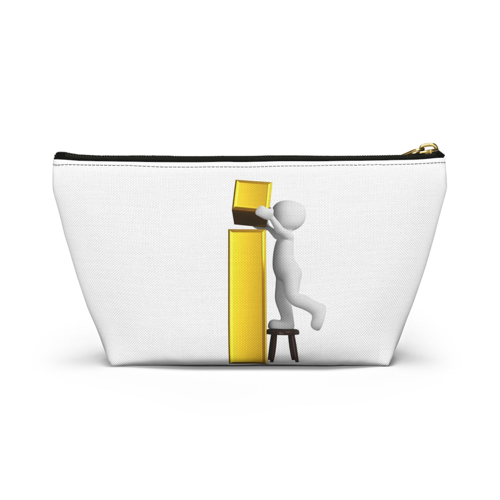 3D Stick Figure Building Gold Letter i Accessory Pouch | T-Bottom Zipper Pouch