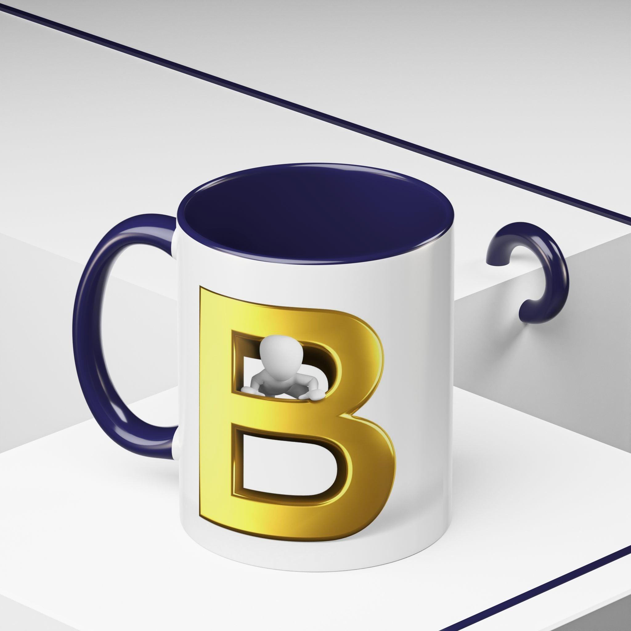 Gold Letter B with 3D Character Mug | Accent Coffee Mug
