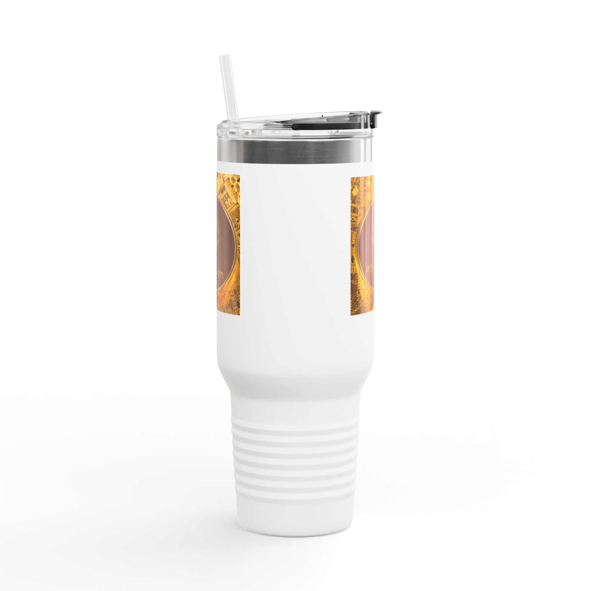 Mug de voyage isotherme 40oz motif pièce Ethereum | Tumbler isotherme logo crypto
