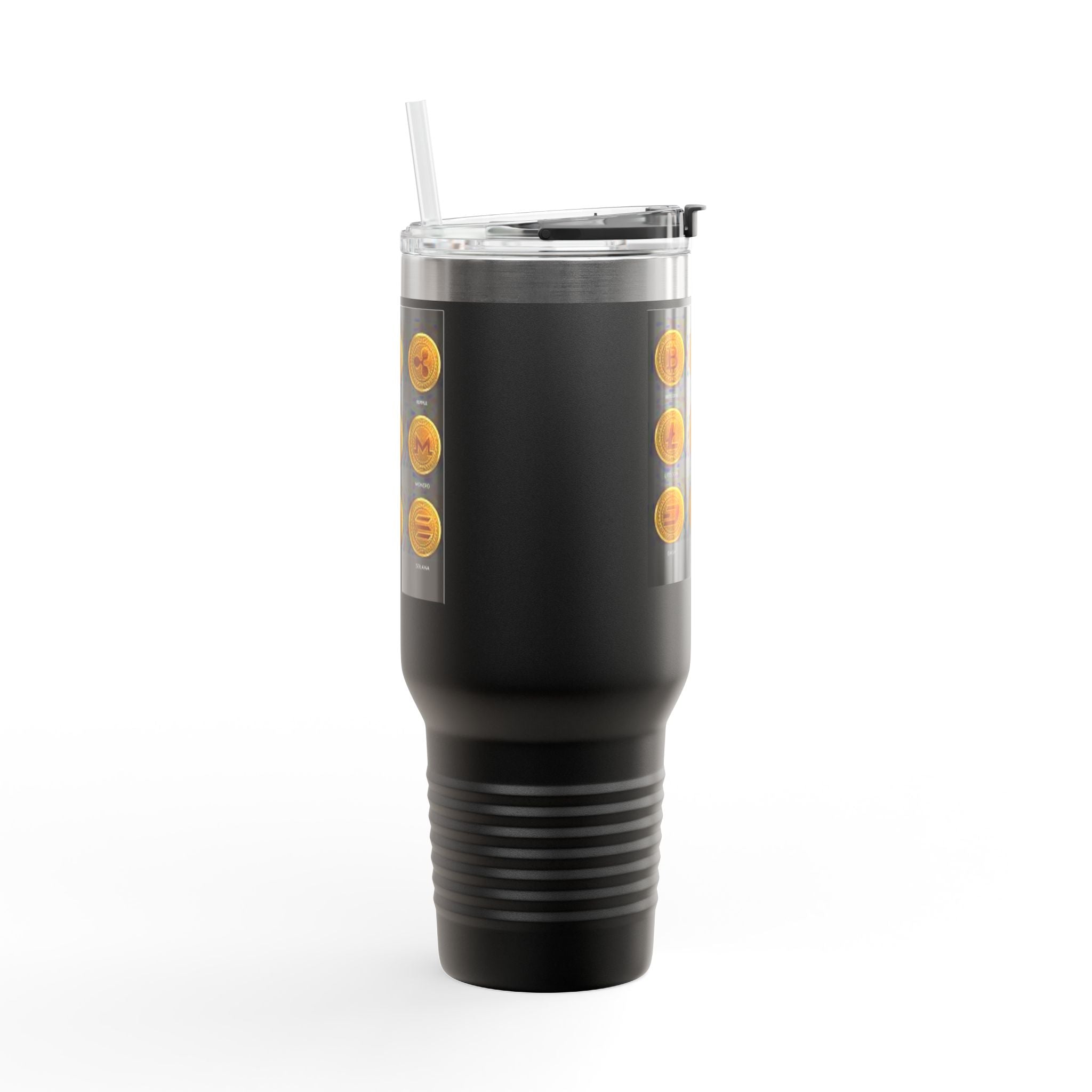 Mug de voyage isotherme 40 oz avec icônes de crypto-monnaies | Gobelet isotherme