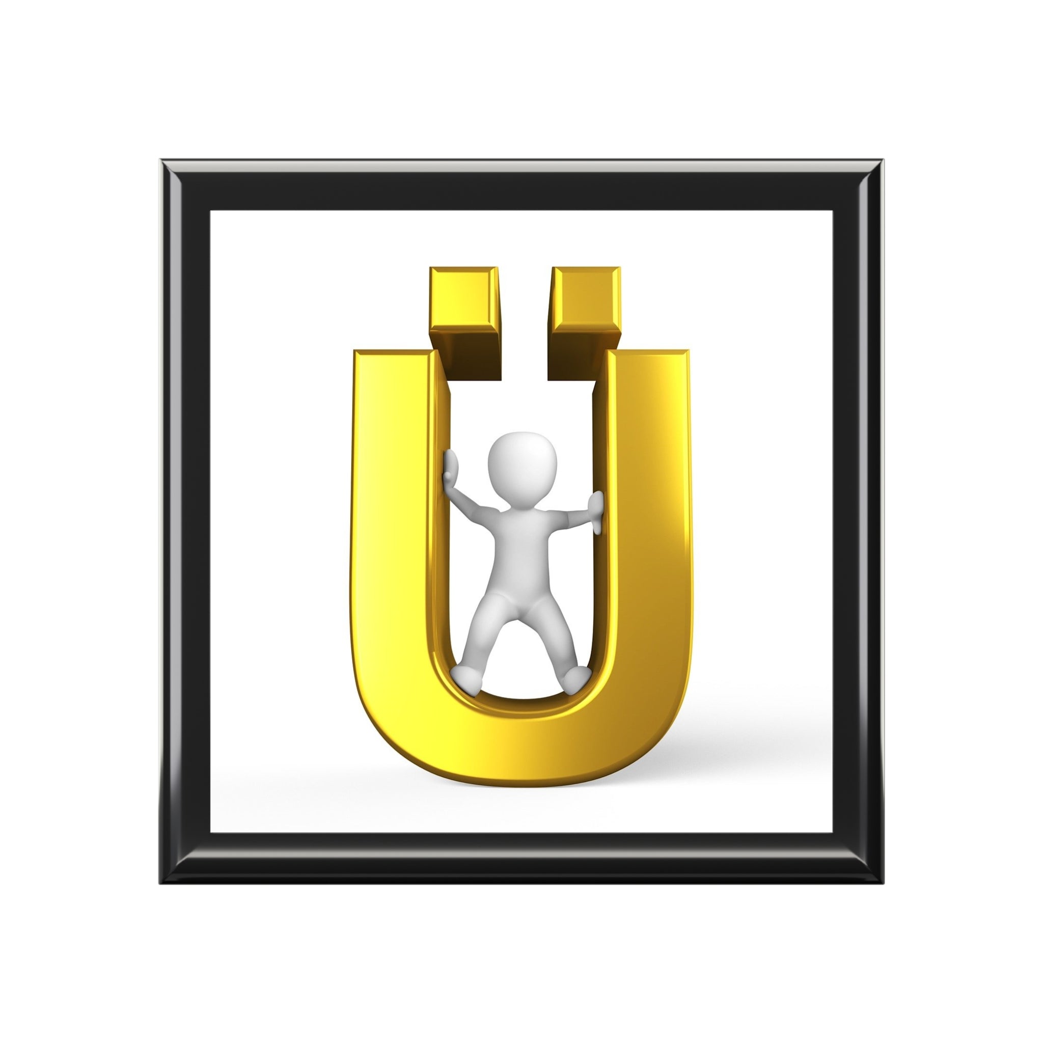 Gold Letter Ü Initial Jewelry Box | Monogram Case