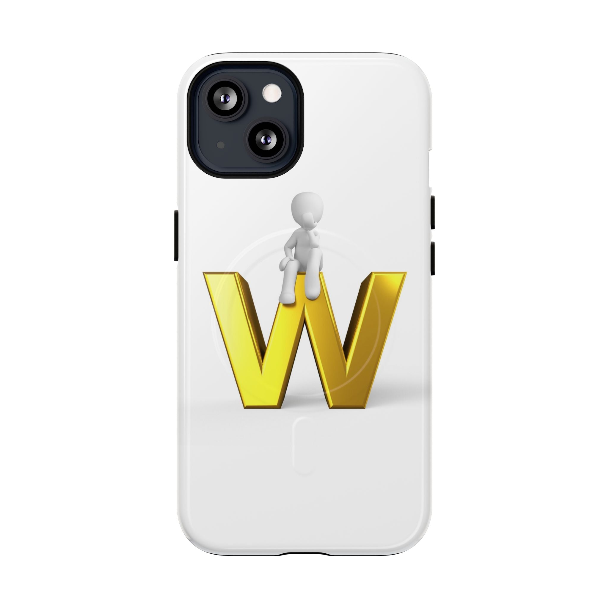 Coque de téléphone magnétique robuste avec figurine 3D sur fond doré