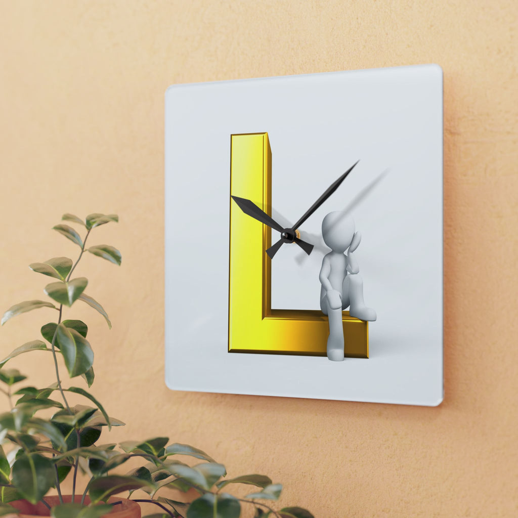 3D Letter L Design Acrylic Wall Clock | Initial Monogram Decor
