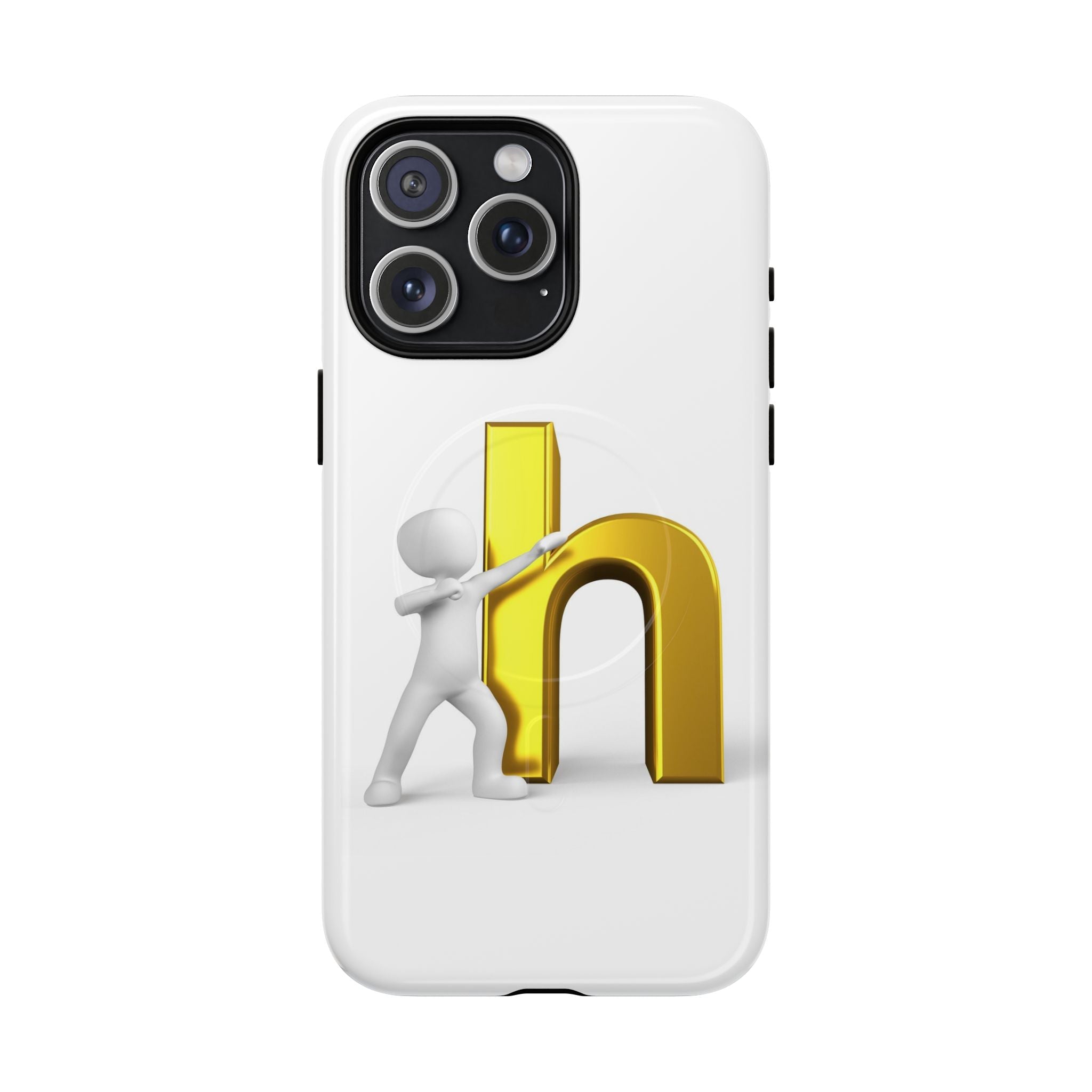 Coque de téléphone 3D avec lettre H dorée poussée | Coque magnétique robuste