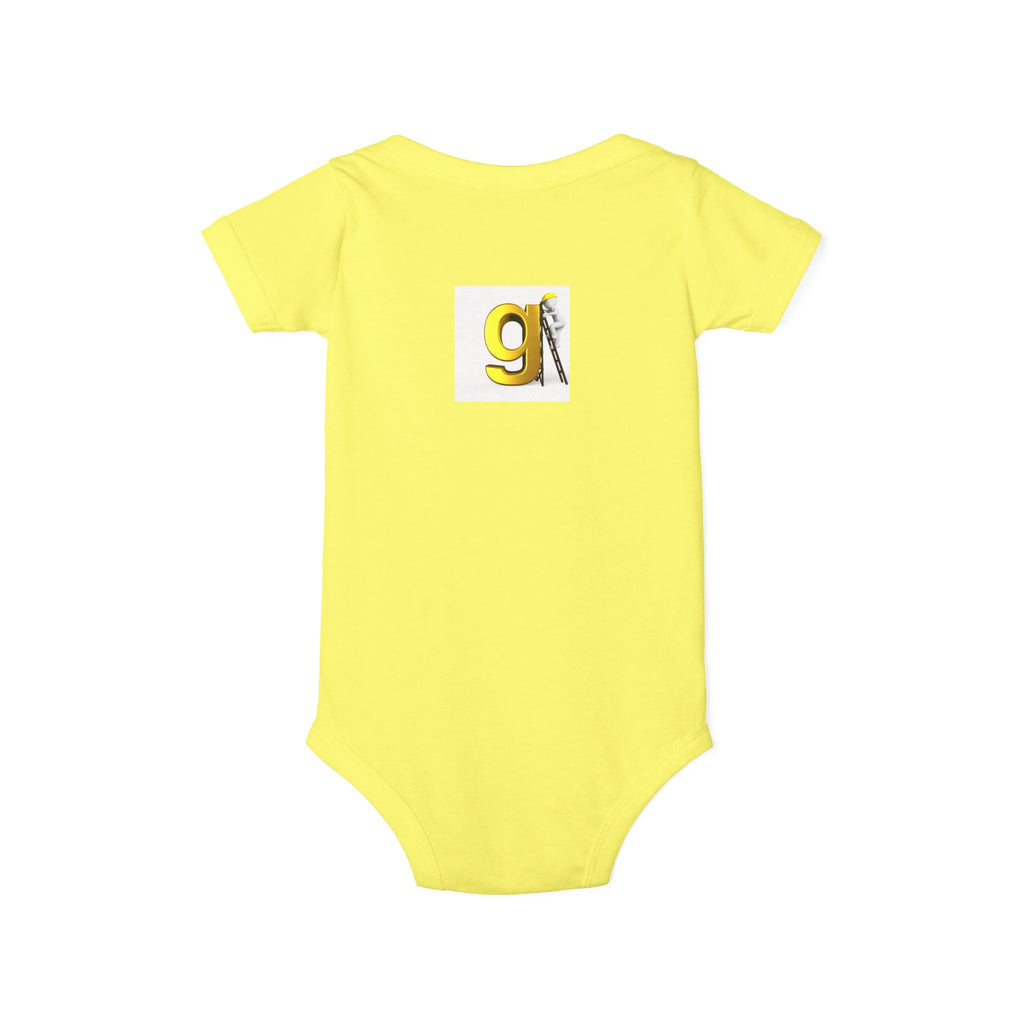 Yellow Letter G with worker Onesie | Baby Bodysuit, Alphabet Initial